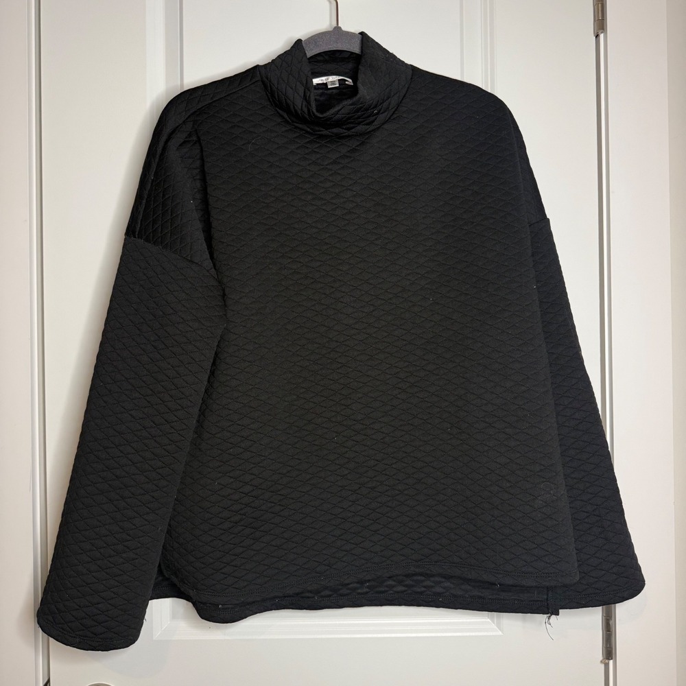 Daily Thread Womens Black Quilted Mock Neck Sweatshirt Pullover Size Medium